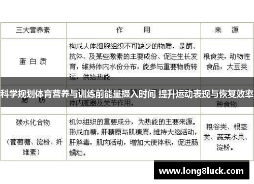 科学规划体育营养与训练前能量摄入时间 提升运动表现与恢复效率
